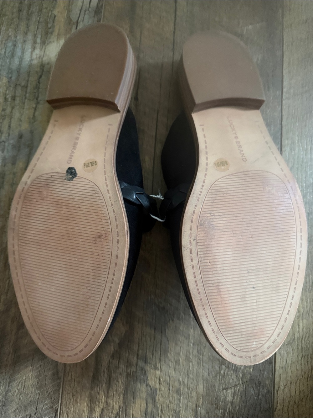 Lucky Brand Black Braided Suede Slide Mules Size 8.5 - Picture 4 of 4